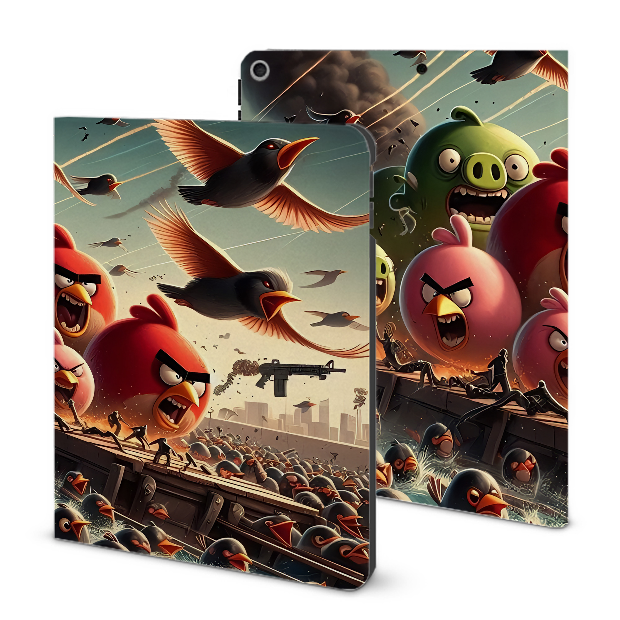 （画像用） Angry Birds アングリーバード IPad ケース ブック型 PUレザー TPU 耐衝撃 軽量 薄型 ペン収納なし 全面保護 IPad 各モデル対応